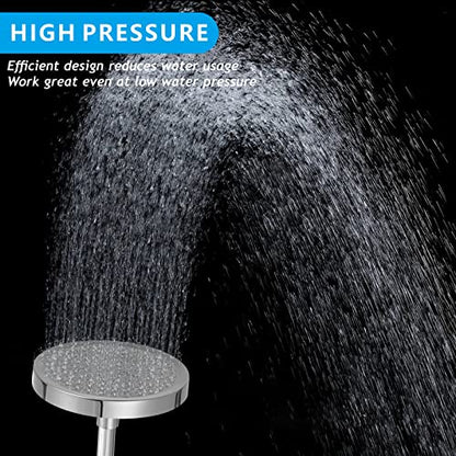 High Pressure Rain Shower Head with Arm - High Flow Rainfall Showerhead - Luxury Modern Look - Pressure Boosting (6" Shower Head with 6" Arm, Chrome) - color: Luxury Polished Chrome