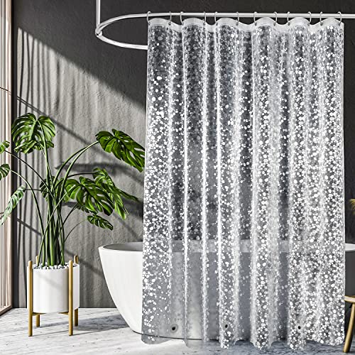 UFRIDAY Clear Shower Curtain 48 x 72 inches,3D Cobblestone Stall Shower Curtain Liner for Bathroom Water Repellent EVA Plastic Shower Liners with 2 Big Heavy Magnets - color: Cobblestone Clear, size: 48"W x 72"L (Pack of 1)
