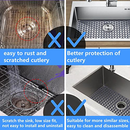 Sink Protectors for Kitchen Sink 28.4"x 15.2"Rear Silicone Sink Mat | Various sizes and styles,Protector for sinks and dish,Withstand to 500F,Food-grade silicone.Non-slip and raised feet - size: 28.4"x15.2"