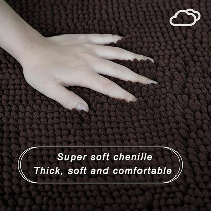 Bathroom Rugs Chenille, Extra Thick and Absorbent, Non-Slip, Machine Washable, Dry Quckily, Soft Cozy Plush, Used Under Shower Bathtub and Sink, Bath Mat Sets Coffee - color: Coffee, size: 16 x 24 inch + 20 x 32 inch (Rectangular)