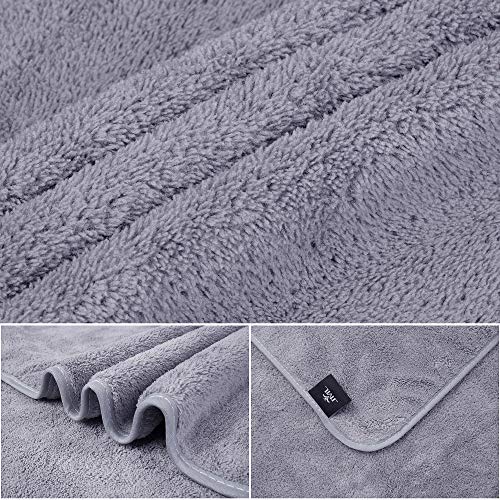 JML Large Bath Towels with Hanging Loop, 2 Pack, 30"x60", Grey | 350GSM, Microfiber, Soft, Absorbent, Quick Drying, Lint-free, No Fading, Lightweight - color: Grey, size: 30 in x 60 in
