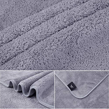 JML Large Bath Towels with Hanging Loop, 2 Pack, 30"x60", Grey | 350GSM, Microfiber, Soft, Absorbent, Quick Drying, Lint-free, No Fading, Lightweight - color: Grey, size: 30 in x 60 in