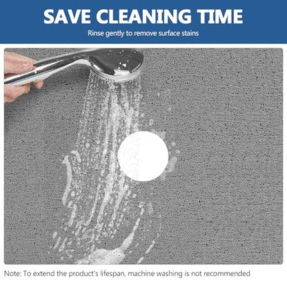 Shower Mat Non Slip 32 x 24 inch: Loofah Anti Slip Shower Mat,Non Slip Bathtub Mat for Inside Shower,Quick Drying Shower stall mat with Drain Hole in Middle,for Shower,Bathroom and Wet Areas - color: Grey