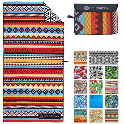 Microfiber Beach Towel - Quick Dry, Sand Free and Oversized 71x35 | Super absorbent, lightweight, swimming, gym, extra large, pool, cruise, camping, yoga, travel, compact, carry bag, vacation - color: Cancun
