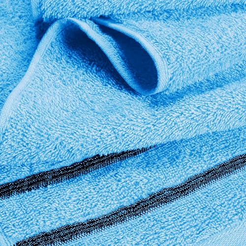 MyOwn Ultra Soft 6 Pack Cotton Towel Set, Contains 2 Bath Towels 28x55 inch, 2 Hand Towels 16x24 inch & 2 Wash Coths 12x12 inch, Ideal Everyday use, Compact & Lightweight - Sky Blue, 71640 - color: Sky Blue, size: 6-Piece Towel Set