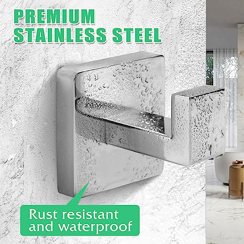 Heavy Duty Stainless Steel Towel Hooks, Wall Mounted Square Robe Hooks for Bathroom, Kitchen, Bedroom, Hotel Chrome Polished 2 Pack - color: Chrome Polished
