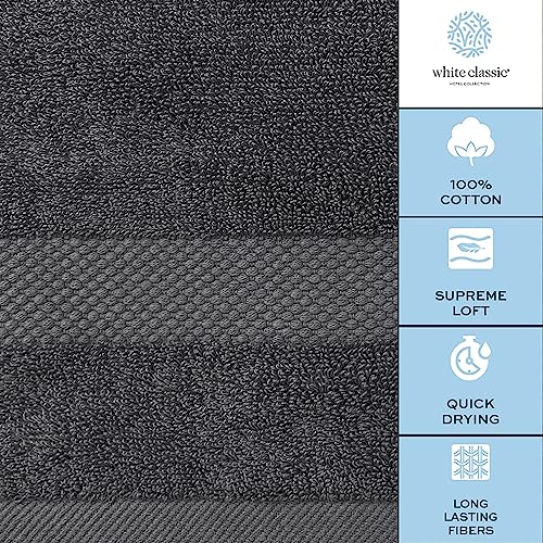 White Classic Luxury Bath Towels Extra Large - Cotton Hotel spa Bathroom Towel |30x56 | 4 Pack | Dark Gray - color: Dark Gray
