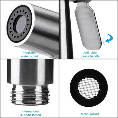 Handheld Bidet Sprayer for Toilet, Stainless Steel Bidet Head for Cloth Diaper, Pet Shower, Kitchen Cleaning, Personal Hygiene, G1/2 Hose Connectors - color: silvery sprayer head