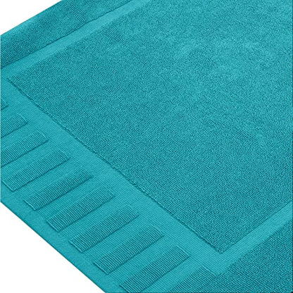 White Classic Luxury Bath Mat Floor Towel Set - Absorbent Cotton Hotel Spa Shower/Bathtub Mats [Not a Bathroom Rug] 22"x34" | 2 Pack | Aqua - color: 12: Aqua