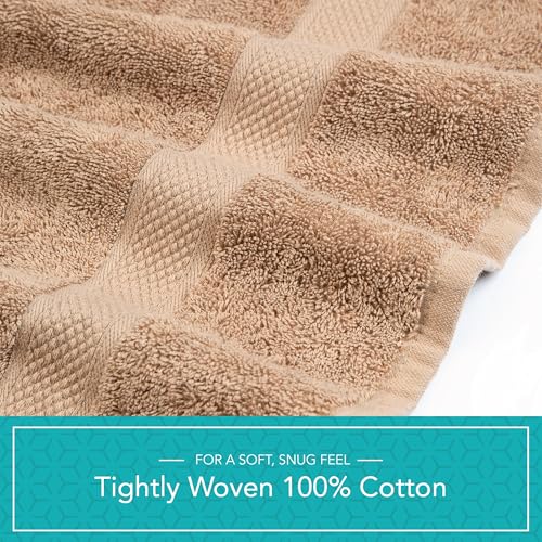 Pleasant Home Bath Towels Set of 6 (24” x 50”) 100% Cotton, Mocha | 515 GSM | Lightweight, Soft & Highly Absorbent Luxury Towels for Bathroom | for Gym, Pool & Spa - color: Mocha