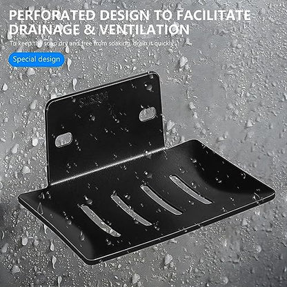 Wall Mounted Soap Dish,304 Stainless Steel Bar Soap Holder-Black 2pcs | Bath Soap Dish for Shower,Bathroom, Kitchen - color: 304 Stainless Steel Black