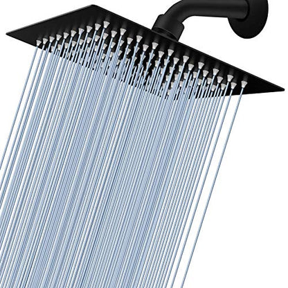 Voolan Rain Shower head, High Pressure Shower Head Made of 304 Stainless Steel, Relaxed Shower Experience Even at Low Water Flow and Pressure (8" Black) - color: Matte Black, size: 8 Inch