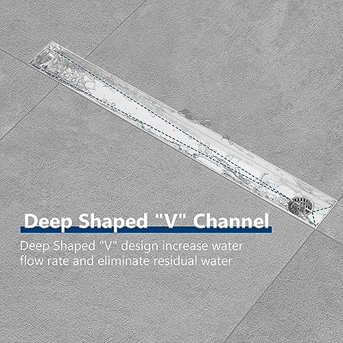 Neodrain 24In Offset Side Outlet Linear Shower Drain w/Grate Cover, Brushed | w/ Quadrato Pattern Grate Cover, 304 Stainless Steel Rectangle Shower Floor Drain, with Leveling Foot, Hair Strainer Catche - color: Brushed- Pattern Grate Cover, size: 24 IN