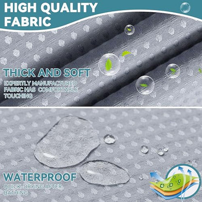 Conbo Mio Extra Wide No Hook Waffle Weave Shower Curtain with Snap in Liner Set, 108" x 74" Hotel Luxury Grey Shower Curtains for Bathroom with See Through Top Window, Waterproof, Washable 108W x 74H - color: Waffle-grey, size: 108"W x 74"L (Pack of 1)
