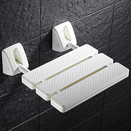 Pilarmuture Folding Shower Seat Wall Mounted,ABS Durable Slip Proof Shower Seat for Inside Shower,Bathroom Stool Chair,Save Space,Fold Down Shower Seat Shower Chair for Elderly,Pregnant(White)