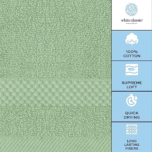 White Classic Luxury Cotton Washcloths 13x13 Inch - 650 GSM Turkish Cotton | Hotel, Spa, Bathroom Face Towel | 12 Pack, Mint Green - color: 10: Mint Green