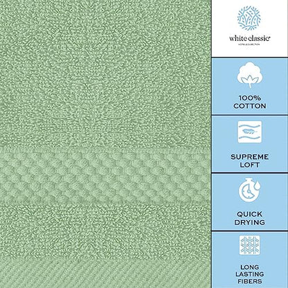 White Classic Luxury Cotton Washcloths 13x13 Inch - 650 GSM Turkish Cotton | Hotel, Spa, Bathroom Face Towel | 12 Pack, Mint Green - color: 10: Mint Green