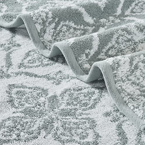 Modern Threads Amaris 6-Piece Reversible Yarn Dyed Jacquard Towel Set - Bath Towels, Hand Towels, & Washcloths - Super Absorbent & Quick Dry - 100% Combed Cotton, Ivy - color: Ivy Green, size: Small, style: Bohemian