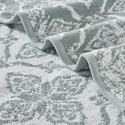 Modern Threads Amaris 6-Piece Reversible Yarn Dyed Jacquard Towel Set - Bath Towels, Hand Towels, & Washcloths - Super Absorbent & Quick Dry - 100% Combed Cotton, Ivy - color: Ivy Green, size: Small, style: Bohemian