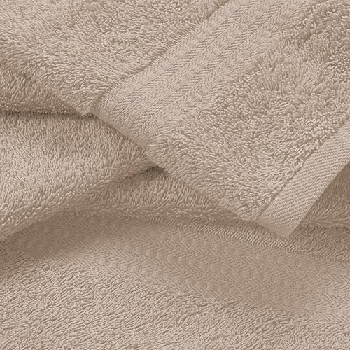 MyOwn 6 Piece Towel Set, 100% Combed Cotton - 2 Bath Towels, 2 Hand Towels, 2 Wash Cloths - 500 GSM Luxury Hotel Quality Ultra Soft Highly Absorbent Towel Set for Bathroom - Tan - color: Tan