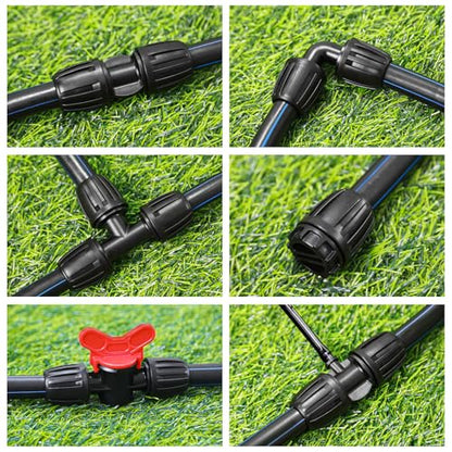 1/2 Inch Drip Tubing Irrigation Fittings Kit - 20 Pieces Set 1/2'' Drip Line Anti-Drop Barbed Lock Nut Connectors- 4 Couplings 4 Tees 4 Elbows 2 Valves 2 1/2'' to 1/4'' Reducers 4 Plugs - size: 1/2" Drip Fitting