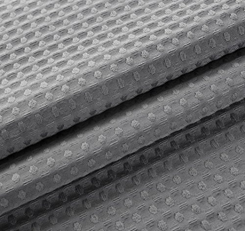 Barossa Design Waffle Weave Stall Shower Curtain Fabric 36 x 72 Inch, Gray | Hotel Luxury Spa, 230 GSM Thick Fabric, Water Repellent, Machine Washable, 36W x 72H for Small Stall - color: Grey, size: 36"W x 72"L (Pack of 1)