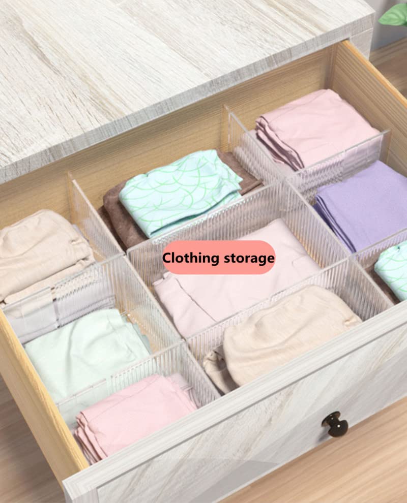 8pcs DIY Plastic Drawer Organizer Adjustable Drawer Dividers for Home Tidy Closet, Socks, Underwear, office school supplies, kitchen utensil tools (Clear White) - color: Transparent White