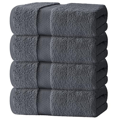 Luxury White Bath Towels Large - 100% Soft Cotton 700 GSM | Absorbent Hotel Bathroom Towel | 27 inch X 54 inch | Set of 4 | Gray - color: 03: Dark Gray