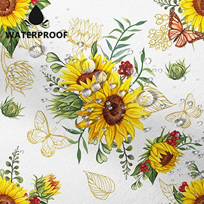 AWERT Vibrant Sunflower Shower Curtain for Bathroom,Waterproof Fabric Plants Shower Curtain with Hooks 60x72 inch - color: Sunflower, size: 60"W x 72"L (Pack of 1)