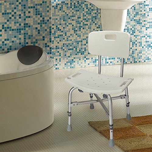 Winado Medical Shower Chair Bath Seat with Back & Adjustable Legs, Supports up to 450 lbs, Bathtub Safety and Support, White - size: White