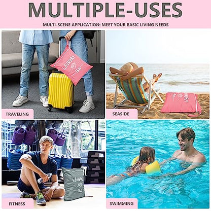 2 Pcs Large Travel Laundry Bag - Waterproof Wet Dry Washable for Dirty Clothes, Bathing Suit, Workout, Gym, Swimming, Yoga (Pink+Grey) - color: Pink+Grey