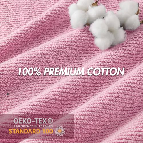 Madison Park 100% Zero Twist Cotton 4 Piece Bathroom Hand Towels, Pink | 18" x 28" Bath Hand Towels, 500 GSM Diagonal Ribbed, Soft, Quick Dry, Highly Absorbent, Durable, Modern, OEKO TEX - color: Pink, size: 4 Piece Hand Towel Set