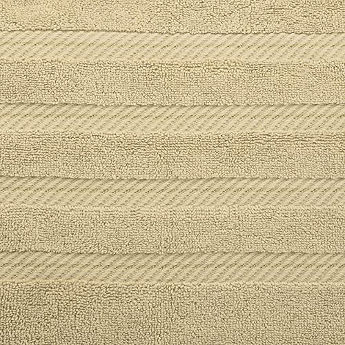 American Soft Linen 100% Carde Cotton 6 Piece Towel Set, 590 GSM Heavy Weight Soft Absorbent Turkish Towels for Bathroom, Sand Taupe - color: Sand Taupe