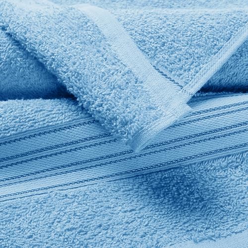BOUTIQUO Ultra Soft Cotton Washcloths, Contains 12 Piece Face Cloths 12x12 inch, Ideal for Everyday use Face Towels, Compact & Lightweight Multi Purpose Washcloths - Sky Blue - color: Sky Blue, size: Washcloths - Set of 12