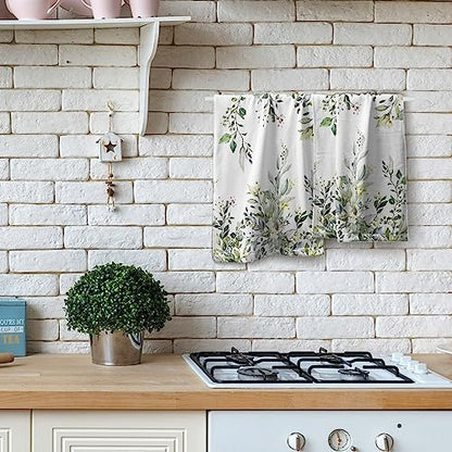 Giwawa Green Eucalyptus Hand Towels Set of 2 Sage Leaves Soft Absorbent Small Bath Towel Kitchen Dish Guest Towel for Bathroom Hotel Gym Spa - color: Eucalyptus Leaf
