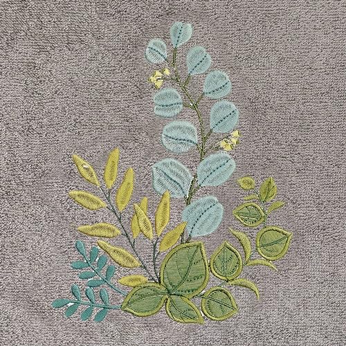 Verdant 4-Piece Luxury Towel Set, Applique Embroidered Bouquet, Plush Turkish Cotton, Durable & Quick Dry, Vibrant Bathroom Ensemble, 2 Bath 2 Hand Towels, Charcoal - color: Charcoal, size: 2 Pcs Bath 2 Pcs Hand Towel