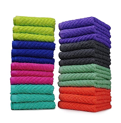 ZUPERIA Zigzag Multicolor Wash Cloths -24 Pack -12" x 12"- Highly Absorbent Soft Washcloths for Face, Gym Towels, Hotel Spa Quality, Reusable & Multipurpose Wash Cloth Towels - size: 24 Pack