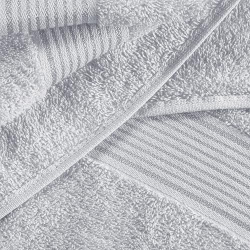 Ultra Soft 6 Pack Cotton Towel Set, Contains 2 Bath Towels 28x55 inch, 2 Hand Towels 16x24 inch & 2 Wash Coths 12x12 inch, Ideal for Everyday use, Compact & Lightweight - Light Grey - color: Light Grey
