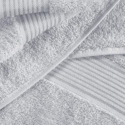 Ultra Soft 6 Pack Cotton Towel Set, Contains 2 Bath Towels 28x55 inch, 2 Hand Towels 16x24 inch & 2 Wash Coths 12x12 inch, Ideal for Everyday use, Compact & Lightweight - Light Grey - color: Light Grey