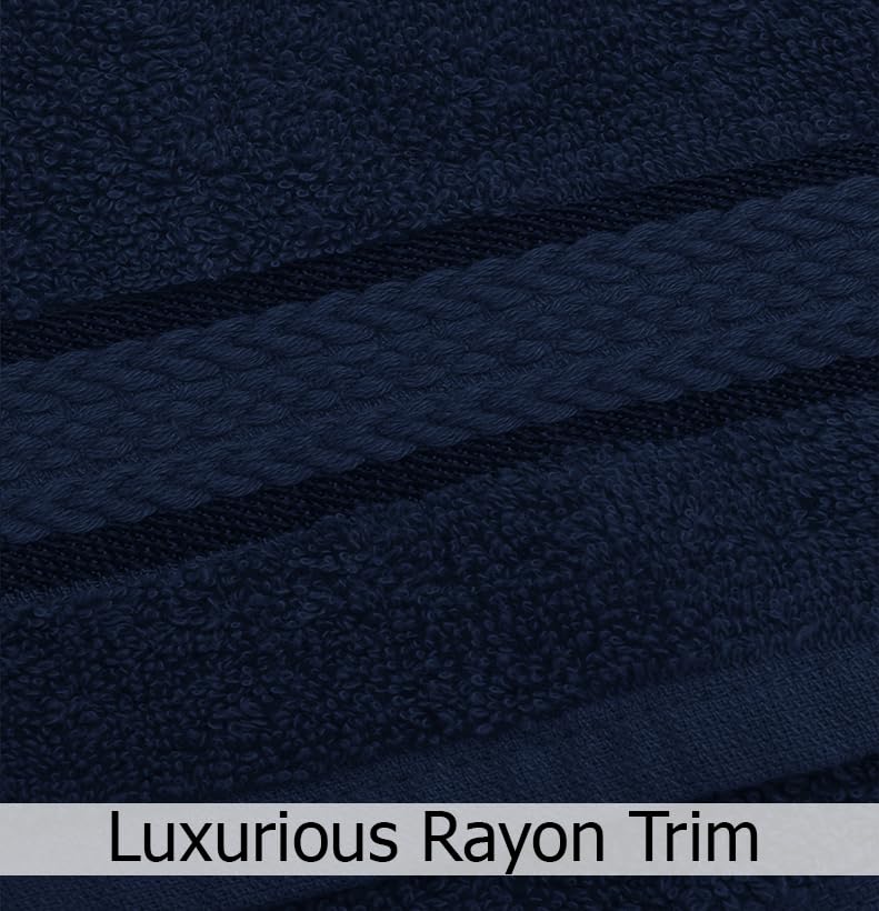 COTTON CRAFT Ultra Soft 6 Piece Towel Set - 100% Cotton Towels - Navy | Absorbent 580 GSM Quick Dry Everyday Premium Luxurious Bathroom Towels - 2 Large Bath Towels, 2 Hand Towels, 2 Washcloths - color: Night Sky, size: 6 Piece Towel Set