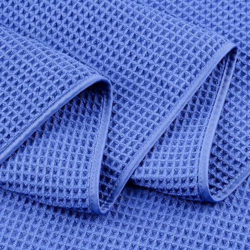 POLYTE 430 GSM Microfiber Quick Dry Lint Free Bath Sheet, 70 x 35 in, Set of 2 (Waffle Weave) - color: Royal Blue, size: 35 x 70 in
