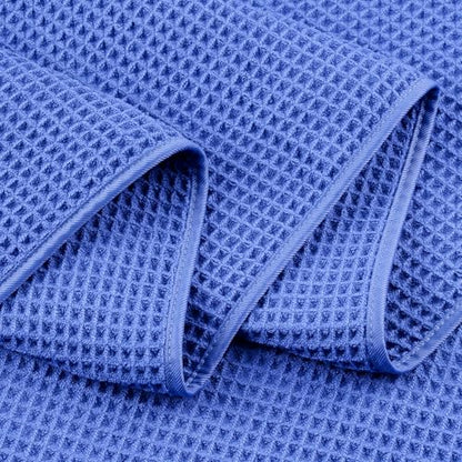 POLYTE 430 GSM Poly Blend Microfiber Waffle Bath Sheet XL Set, 35x70 in | 2 Pack, Oversize, Lint Free, Quick Dry - color: Royal Blue, size: 35 x 70 in