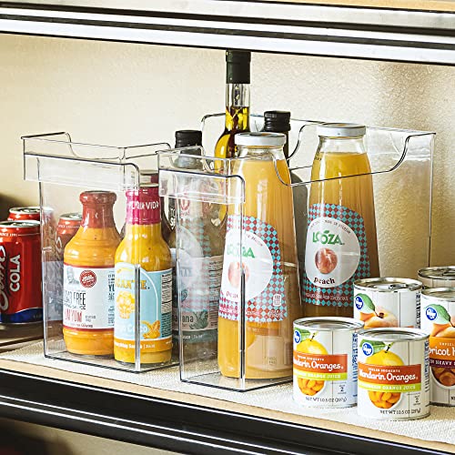 Sorbus Roll Out Bottle Organization Bins - 2 Sizes Pantry Under Sink Organizer with Wheels & Handles - Clear Plastic Organizing Containers for Cleaning Supplies - Kitchen Cabinet Laundry Room Storage - style: Square