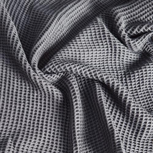 100% Lyocell from Organic Bamboo Waffle Bath Towel Set of 2, Slate (Grey), Soft, Absorbent, Quick-Drying, Sustainable Towels