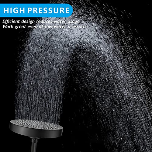 High Pressure Rain Shower Head with Arm - High Flow Rainfall Showerhead - Luxury Modern Look - Pressure Boosting (6" Shower Head with 6" Arm, Matte Black) - color: Midnight Black Matte