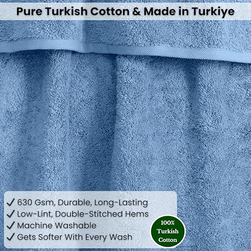 SALBAKOS Luxury 100% Turkish Cotton Bath Sheet 40x80 inch (1-Piece, Blue) | Extra Large Jumbo Oversized Bathroom and Beach Towel, Super Soft Highly Absorbent Thick Premium Hotel Quality, Made in Turkey - color: Blue, size: Jumbo Bath Sheet