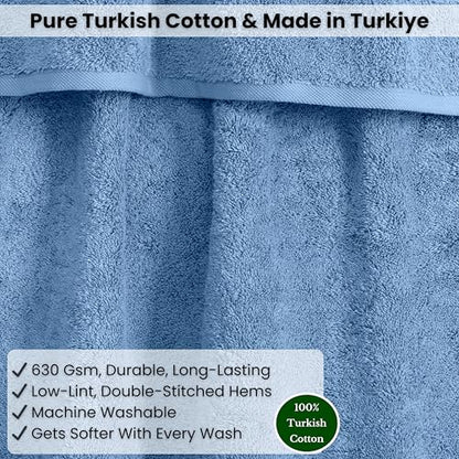 SALBAKOS Luxury 100% Turkish Cotton Bath Sheet 40x80 inch (1-Piece, Blue) | Extra Large Jumbo Oversized Bathroom and Beach Towel, Super Soft Highly Absorbent Thick Premium Hotel Quality, Made in Turkey - color: Blue, size: Jumbo Bath Sheet