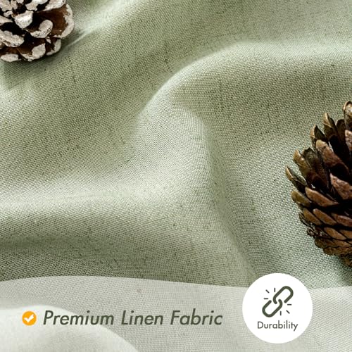 MIULEE Linen Buttonhole Fabric Shower Curtain Sage Green 72*72 Metal Hooks | Country Boho Farmhouse, Heavy, Shower Curtain Set, Thick Cloth Neutral Waterproof Curtains, Bathroom, Washable - color: Sage Green, size: 72"W x 72"L (Pack of 1)
