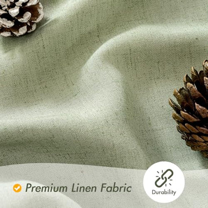 MIULEE W72*L84 Extra Long Linen Shower Curtain Sage Green 12 Metal Hooks | Boho Farmhouse, Heavy, Buttonhole Fabric Curtain Set, Waterproof Thick Cloth Neutral Curtains, Bathroom - color: Sage Green, size: 72"W x 84"L (Pack of 1)