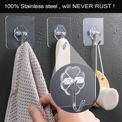 ZESLMG Adhesive Wall Hooks for Hanging, 16 Pack Self Sticky Hooks Heavy Duty 22lb Clear, Removable Shower Hook No Damage for Towel Key Coat Wreath Picture Outdoor Ceiling Bathroom Kitchen, Waterproof - size: 16 Regular Hook